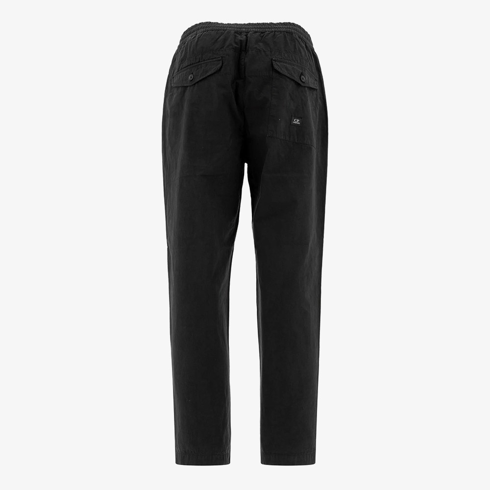 Washed Cotton Cargo Trousers 'Black'