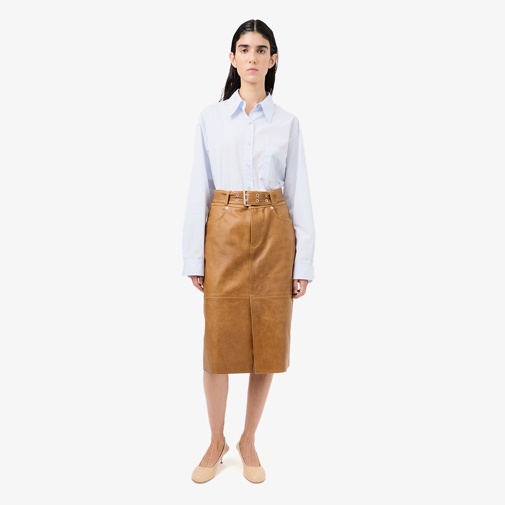 Workwear Leather Skirt 'Burnt Sugar'