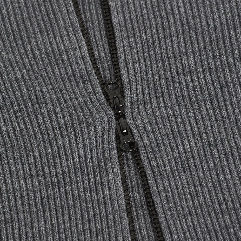 Full Zip Cardigan Knitwear 'Dark Grey Melange'