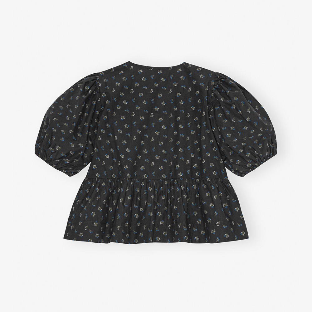 Printed Cotton Peplum Blouse 'Phantom'