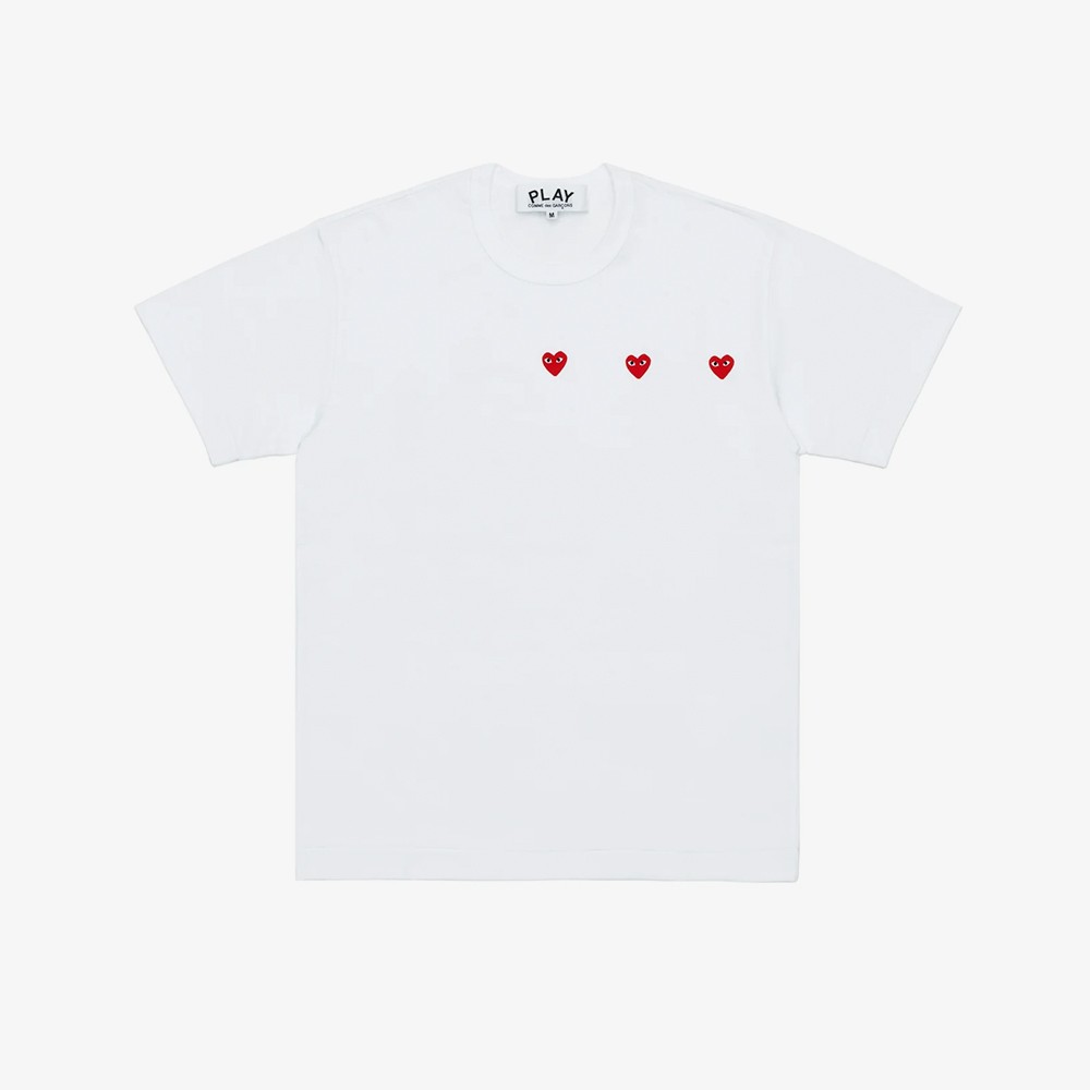 Horziontal 3 Heart Short Sleeve T-Shirt 'White'