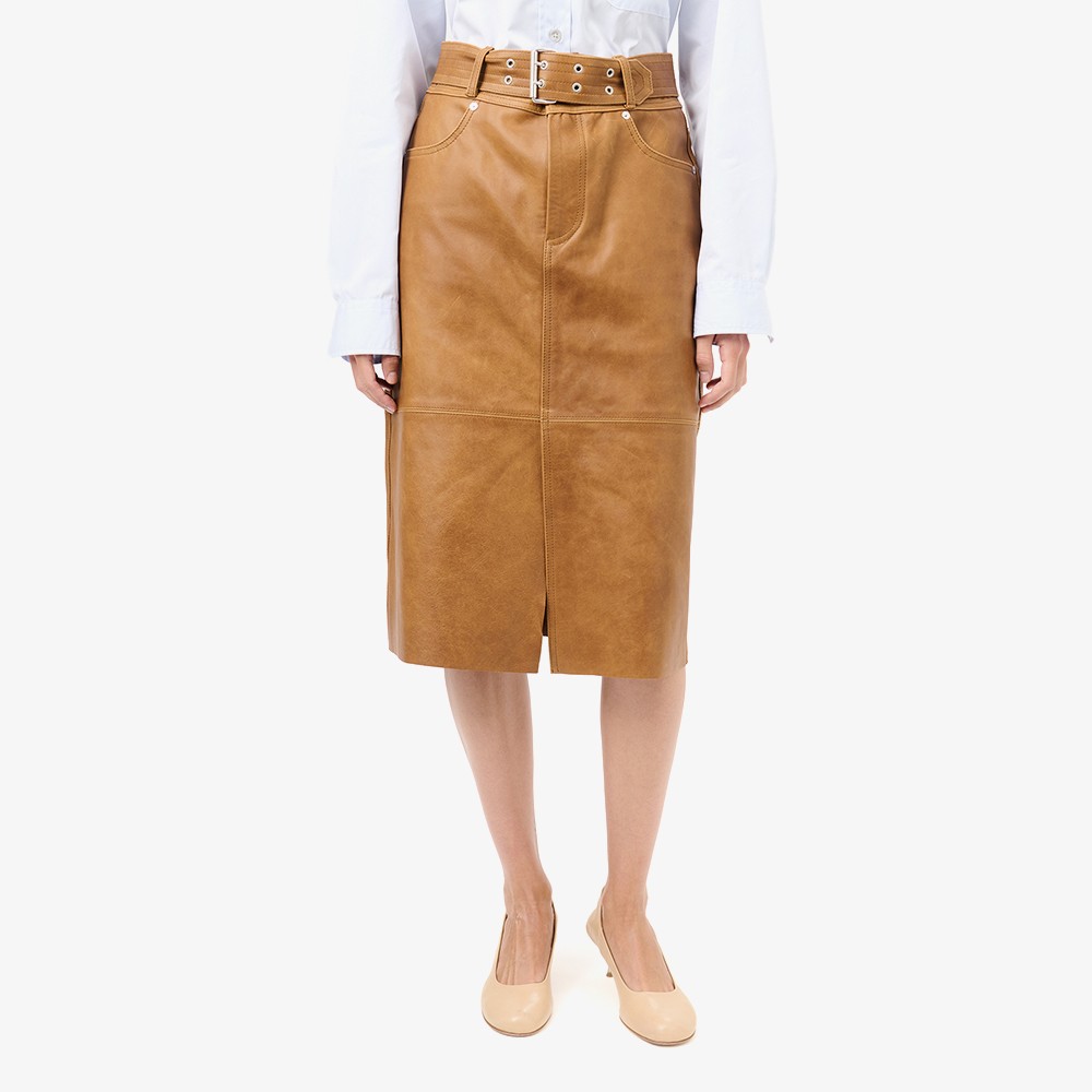 Workwear Leather Skirt 'Burnt Sugar'