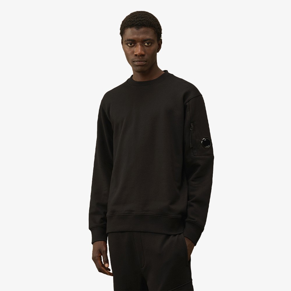 Diagonal Raised Crew Neck Lens Sweatshirt 'Black'