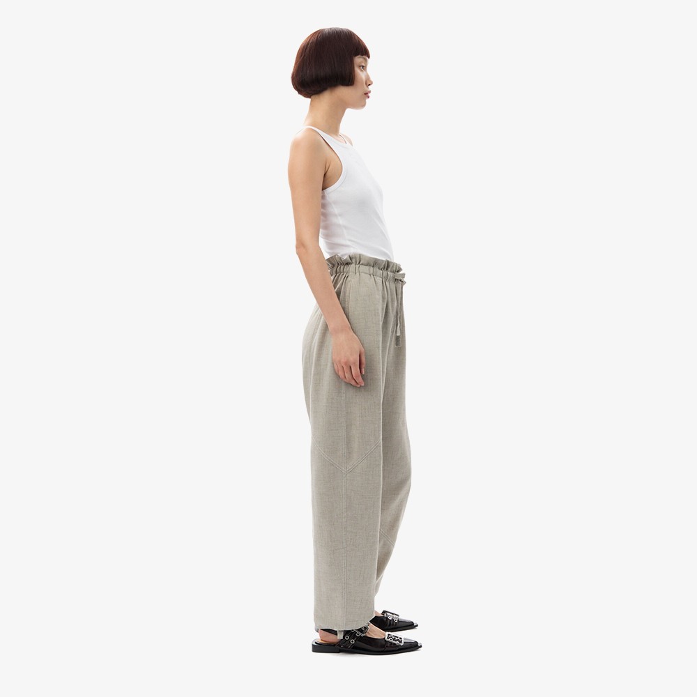 Light Melange Suiting Elasticated Waist Pants