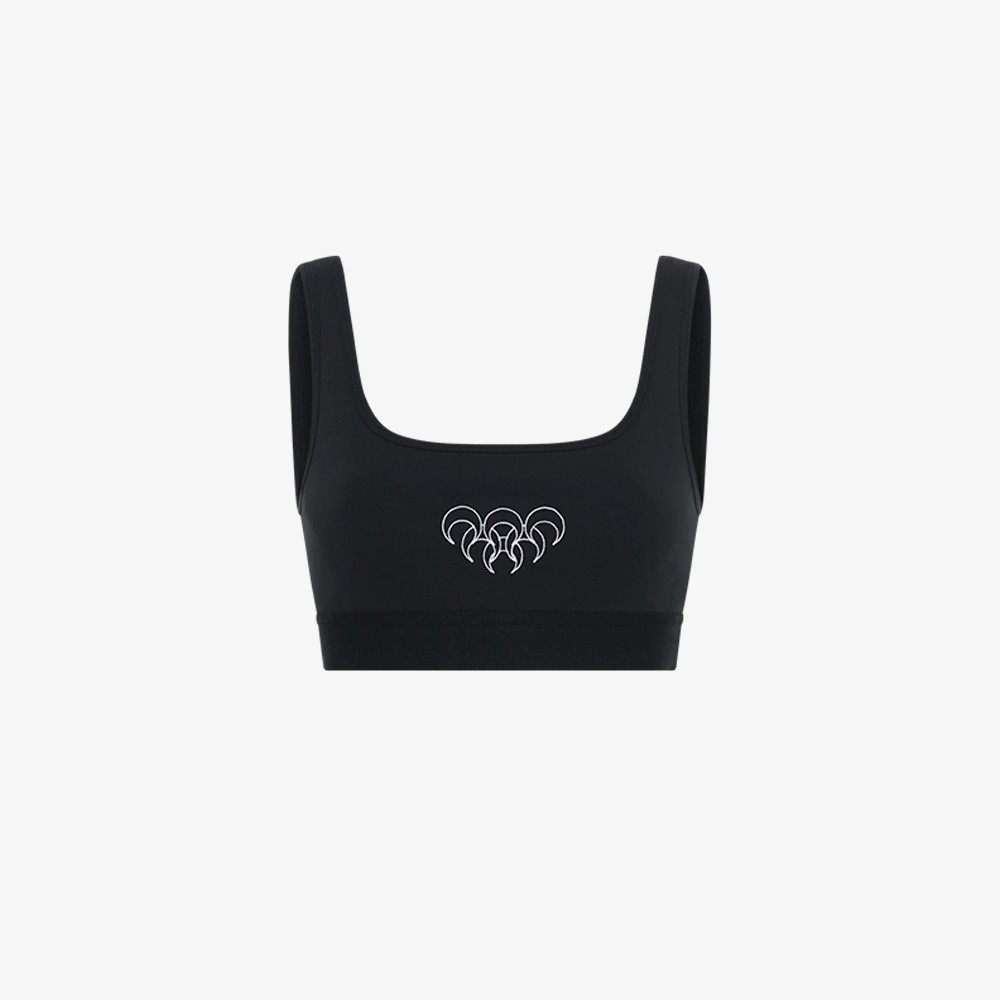 Moon Logo Stretched Jersey Spor Bra 'Black'