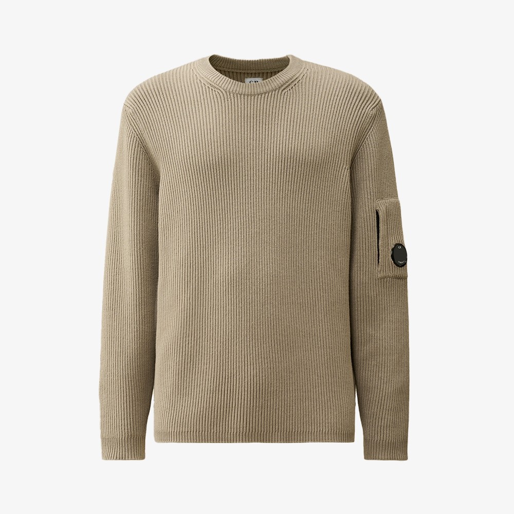 Full Rib Crew Neck Knit 'Vintage Khaki'