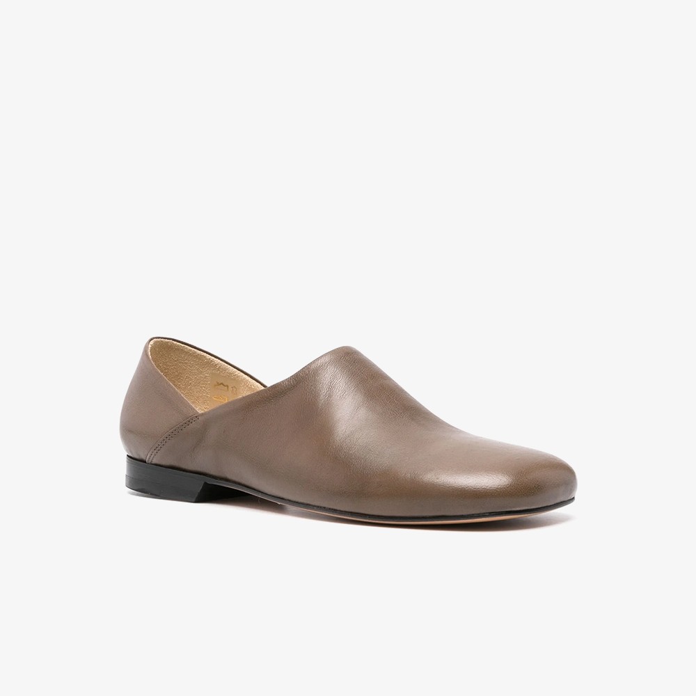 Soft Leather Slippers 'Khaki'