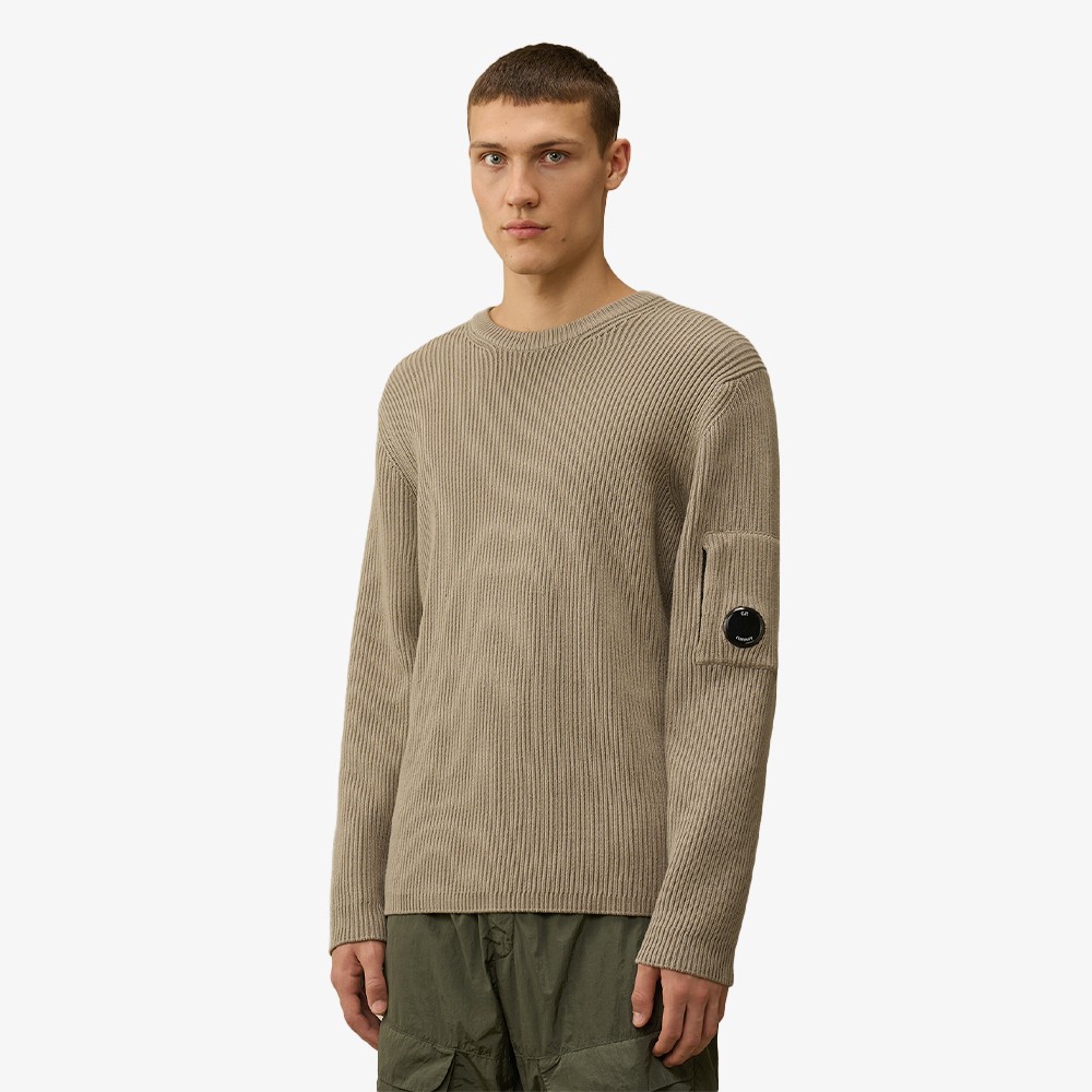 Full Rib Crew Neck Knit 'Vintage Khaki'