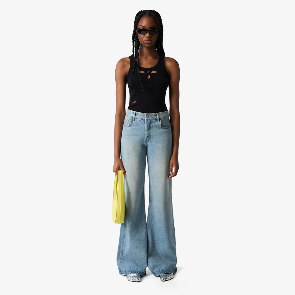 Wide Leg Denim Pants 'Blue'