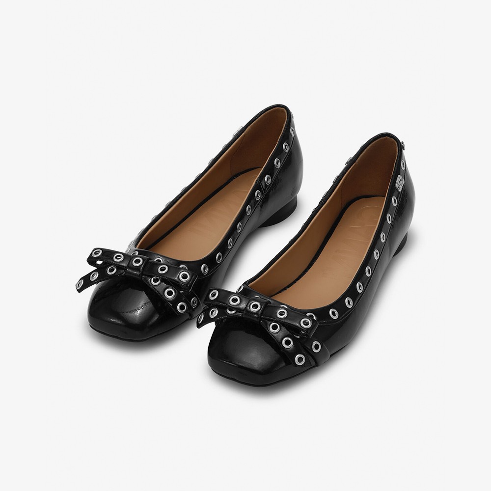 Eyelets Bow Ballerina Naplack 'Black'