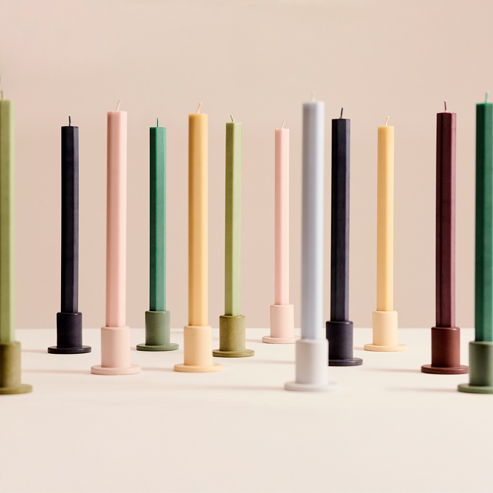 Tube Candleholder Concrete-Small 'Emerald Green'