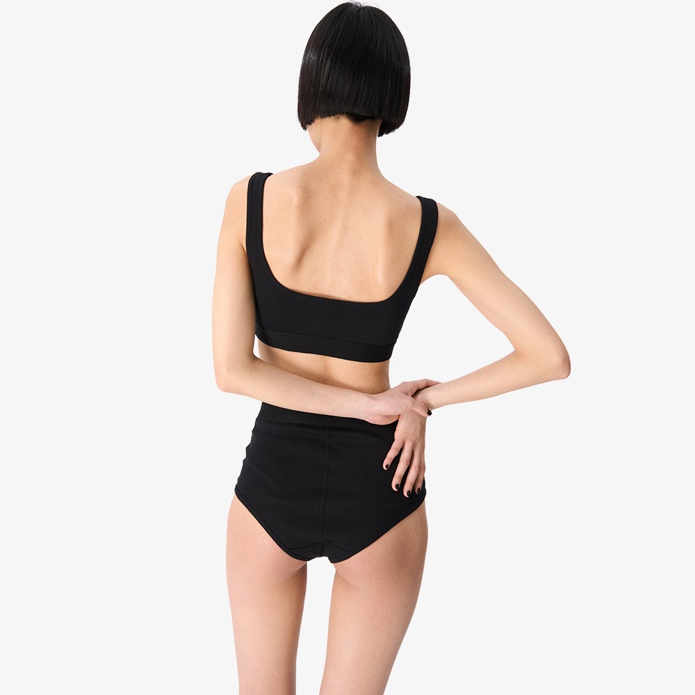 Moon Logo Stretched Jersey Spor Bra 'Black'