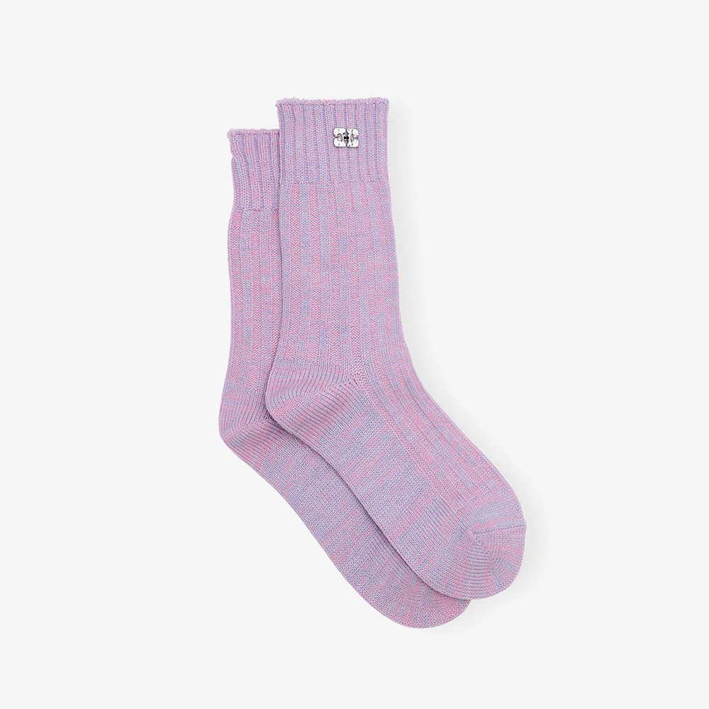 Winter Melange Ribbed Socks 'Purple'