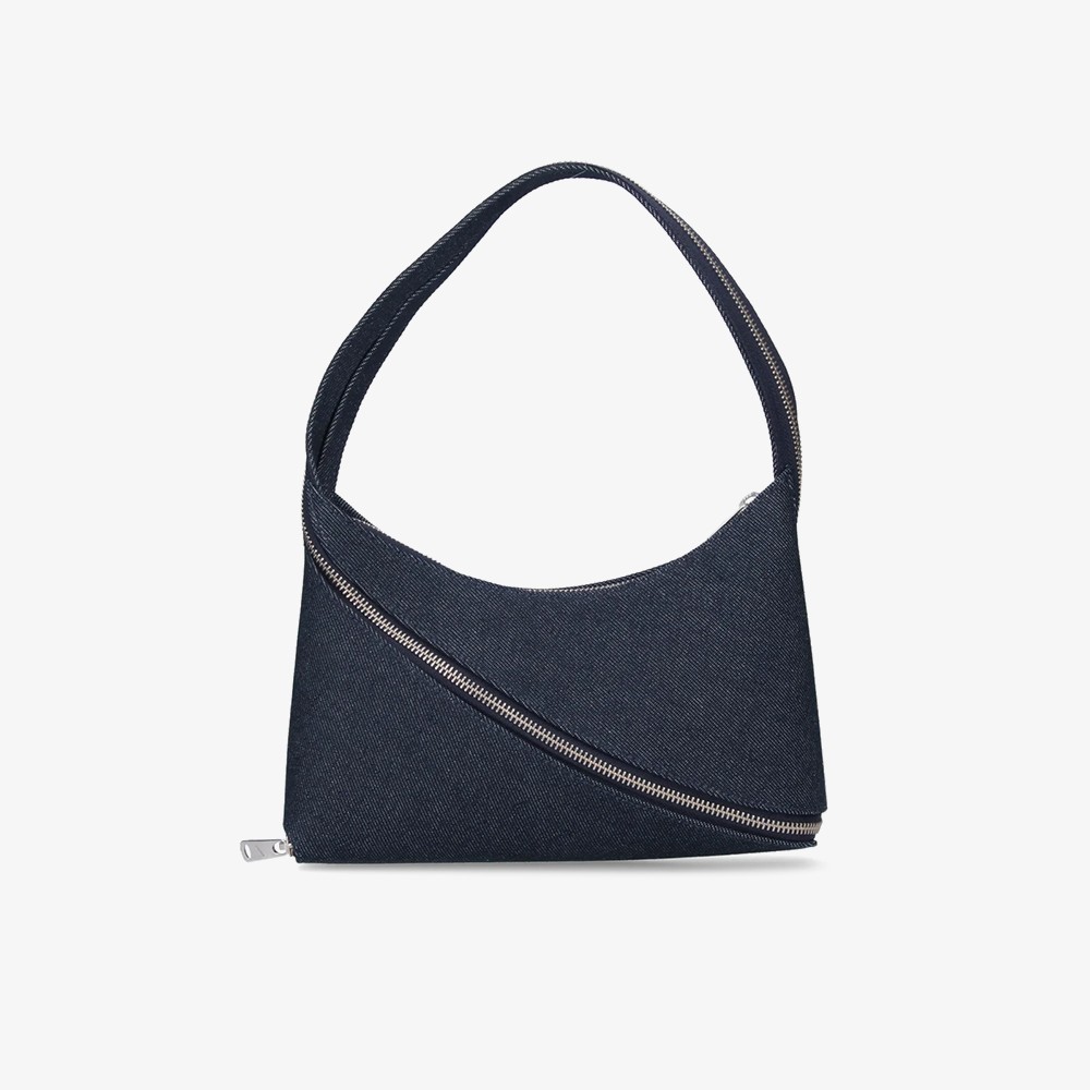 Denim Zip Baguette Bag