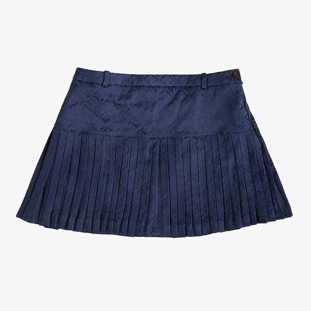 Moon Diamond Jacquard Pleated Skirt 'Blue'