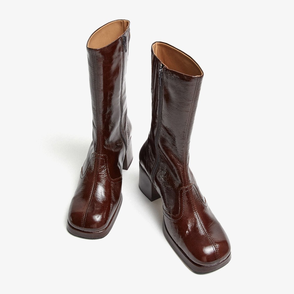 Cass Patent Boots 'Brown'