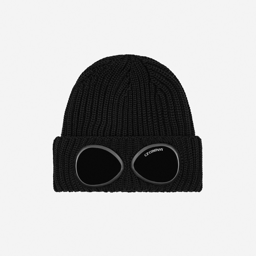 Extra Fine Merino Wool Goggle Beanie 'Black'