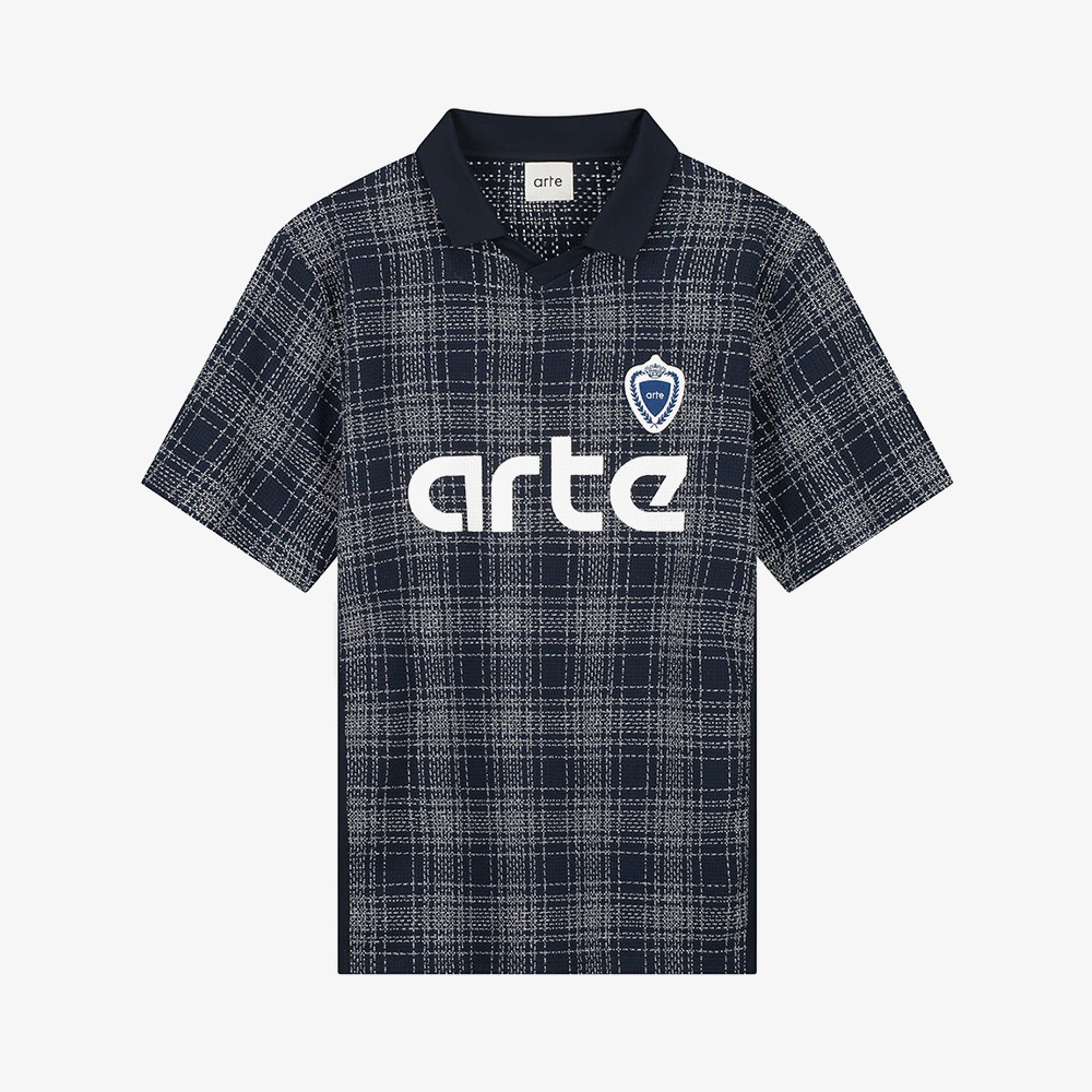 Square Collar T-shirt 'Plaid'