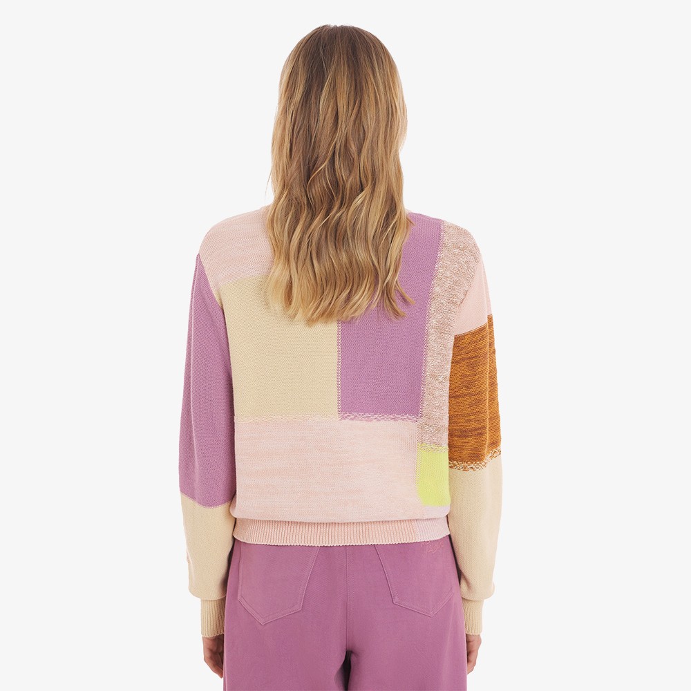 Patchwork Cropped Cardigan 'Chalk Yellow'