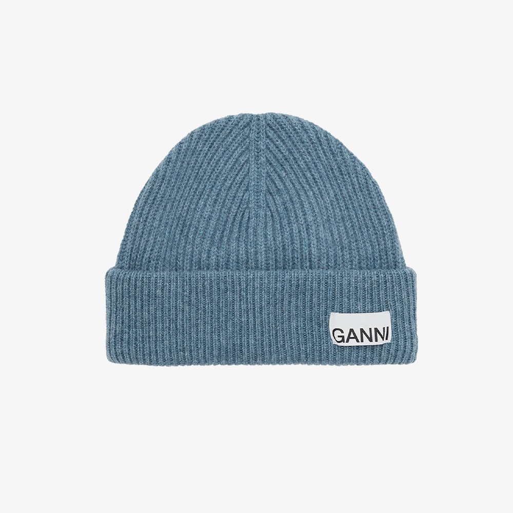 Light Structured Rib Knit Beanie 'Dusty Blue'