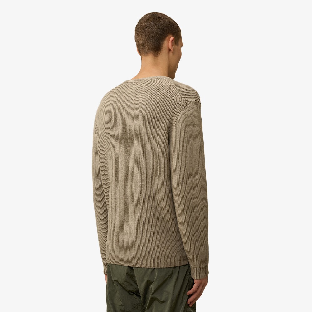 Full Rib Crew Neck Knit 'Vintage Khaki'