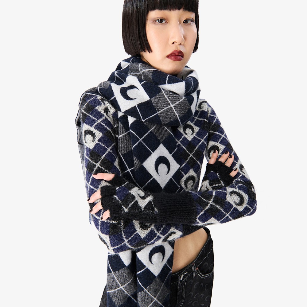 Moon Argyle Knit Scarf