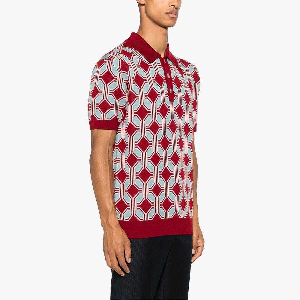 La Maille Polo Géométrique 'Dark Red'