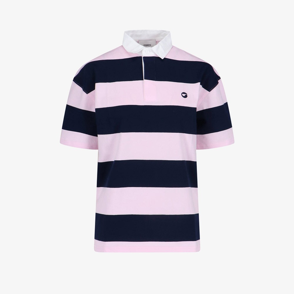 Striped Polo Top 'Pink'