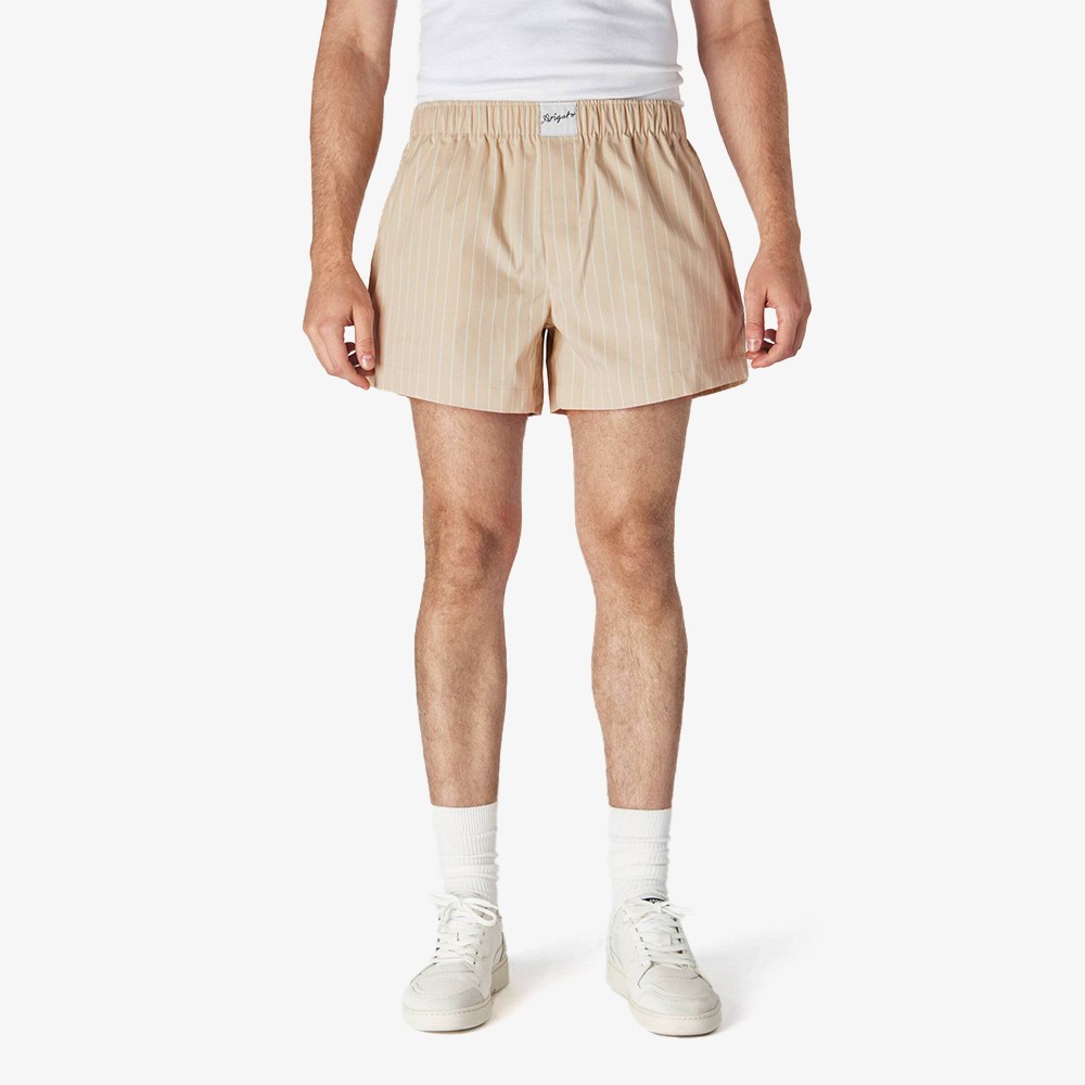 Striped Cotton Shorts 'Beige'