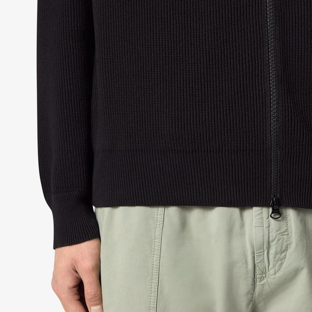 Ribbed Soft Organic Cotton Zip Cardigan 'Black'