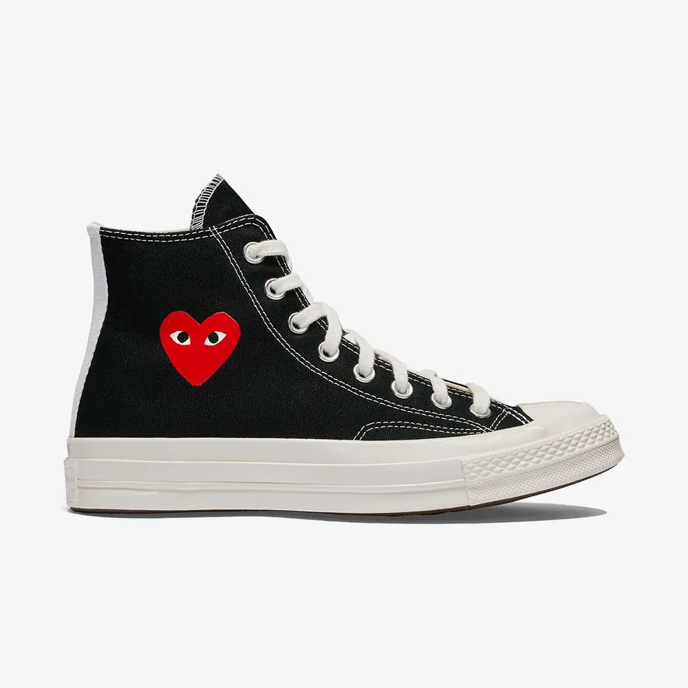 black high top converse with red heart