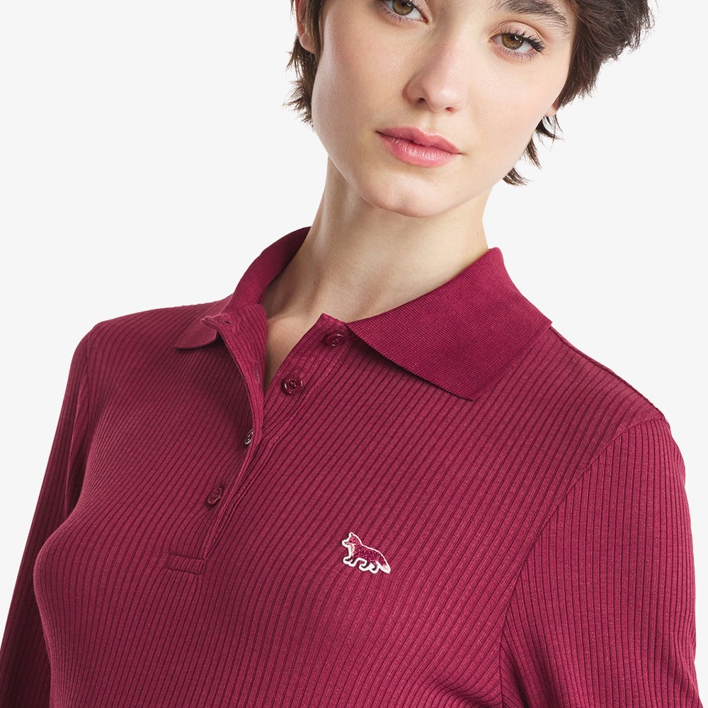 Fine Ribbed Long Sleeves Polo 'Autumn Red'