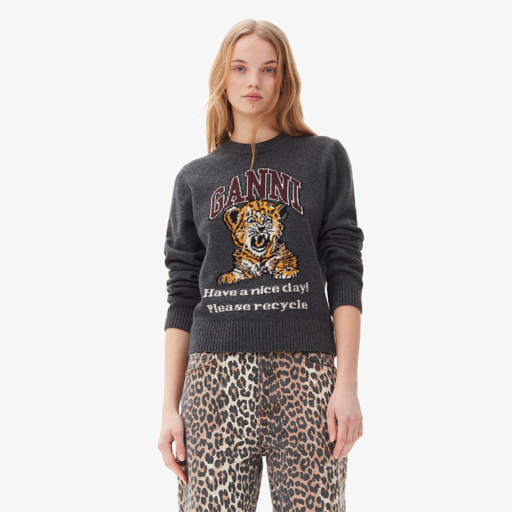 Graphic Tiger Pullover Crewneck 'Dark Grey'