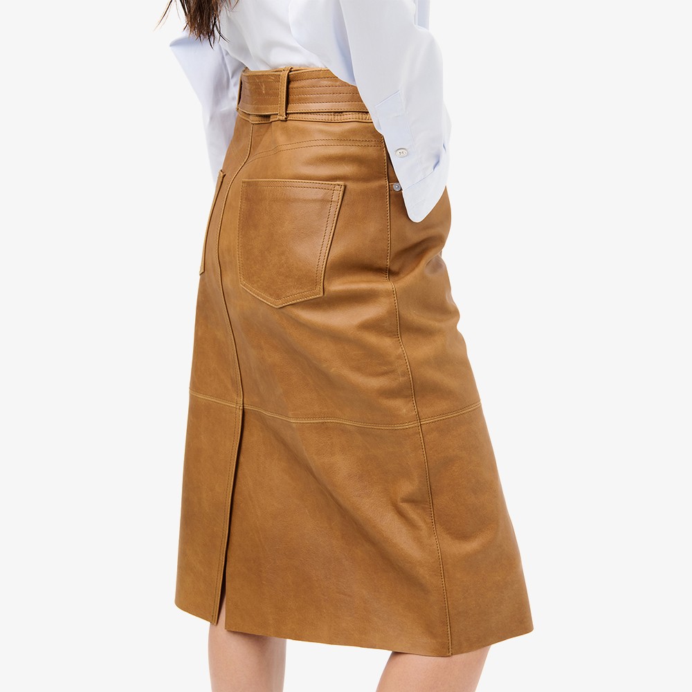 Workwear Leather Skirt 'Burnt Sugar'