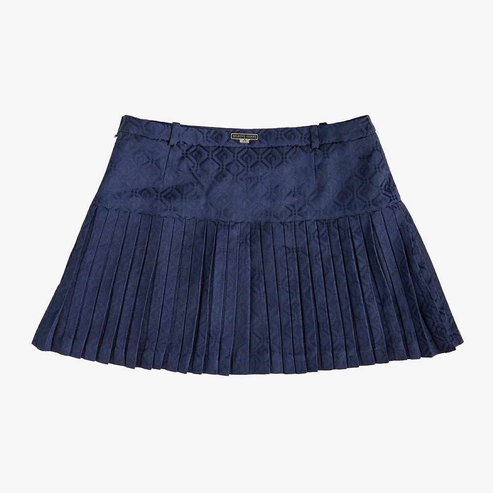 Moon Diamond Jacquard Pleated Skirt 'Blue'