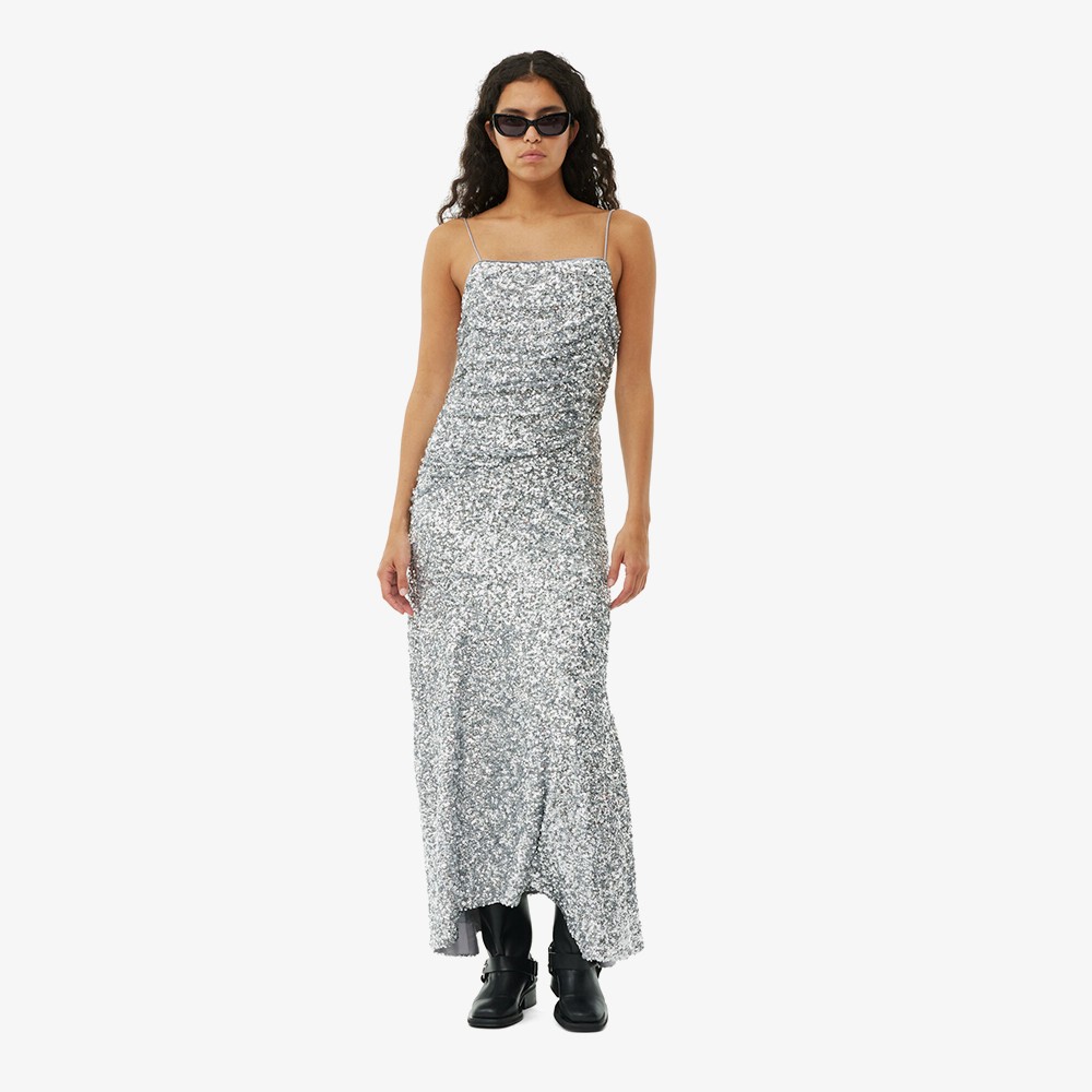 3D Sequins Long Slip Dress