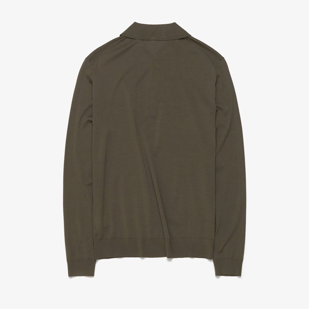 Merino Polo Longsleeve 'Army'