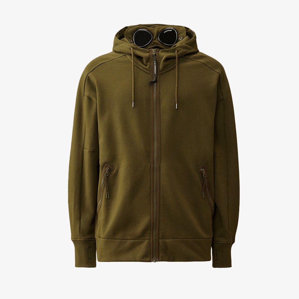 Diagonal Raised Fleece Goggle Hooded Sweatshirt 'Ivy Green'