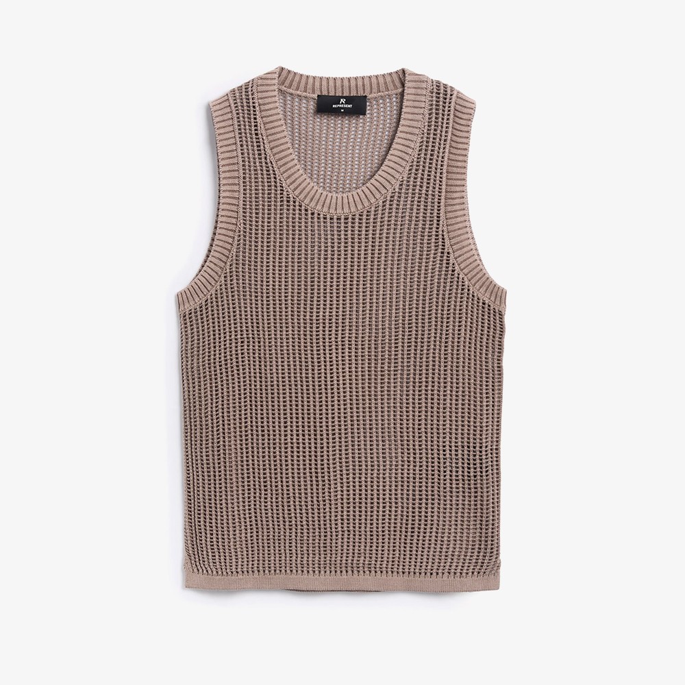 Washed Knit Vest 'Beige'