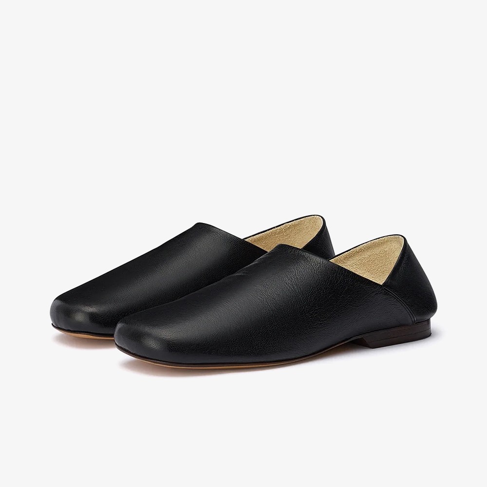 Soft Leather Slippers 'Black'