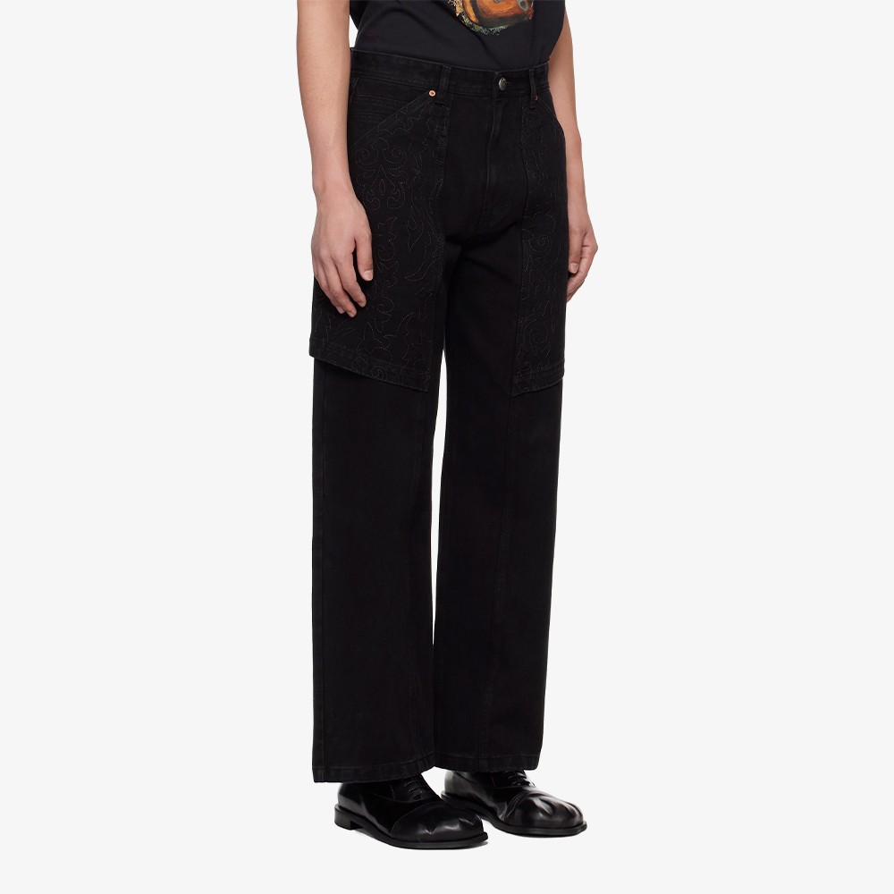 Embroidery Wrap Jeans 'Black'