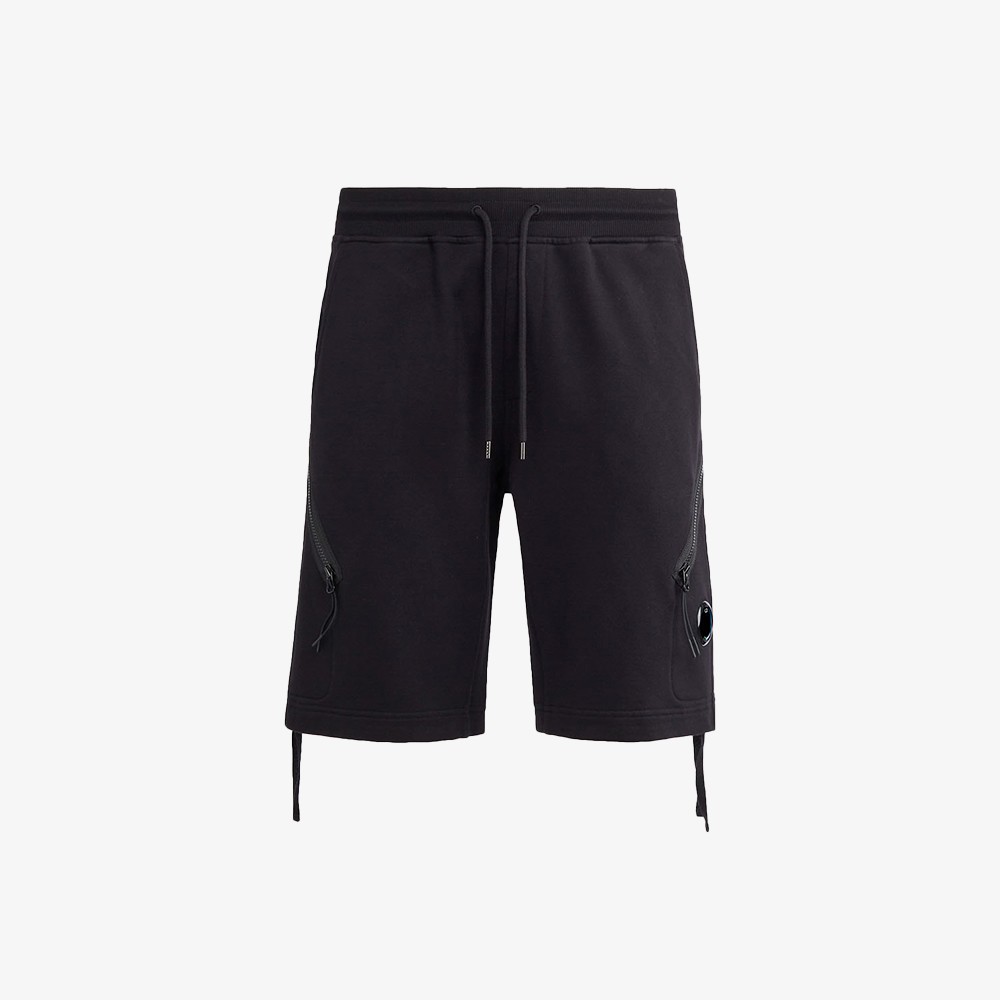 Diagonal Raised Fleece Zipped Pocket Shorts 'Black'