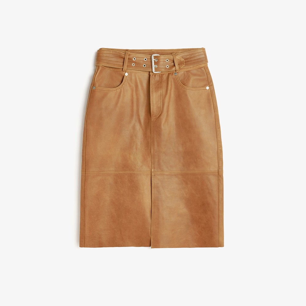 Workwear Leather Skirt 'Burnt Sugar'