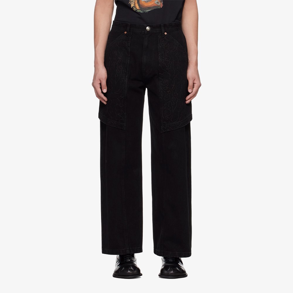 Embroidery Wrap Jeans 'Black'