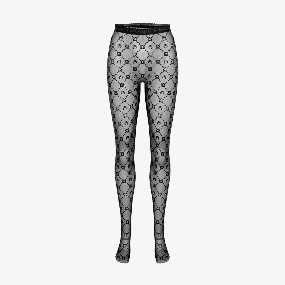 Monogram Mesh Flock Tights 'Black'