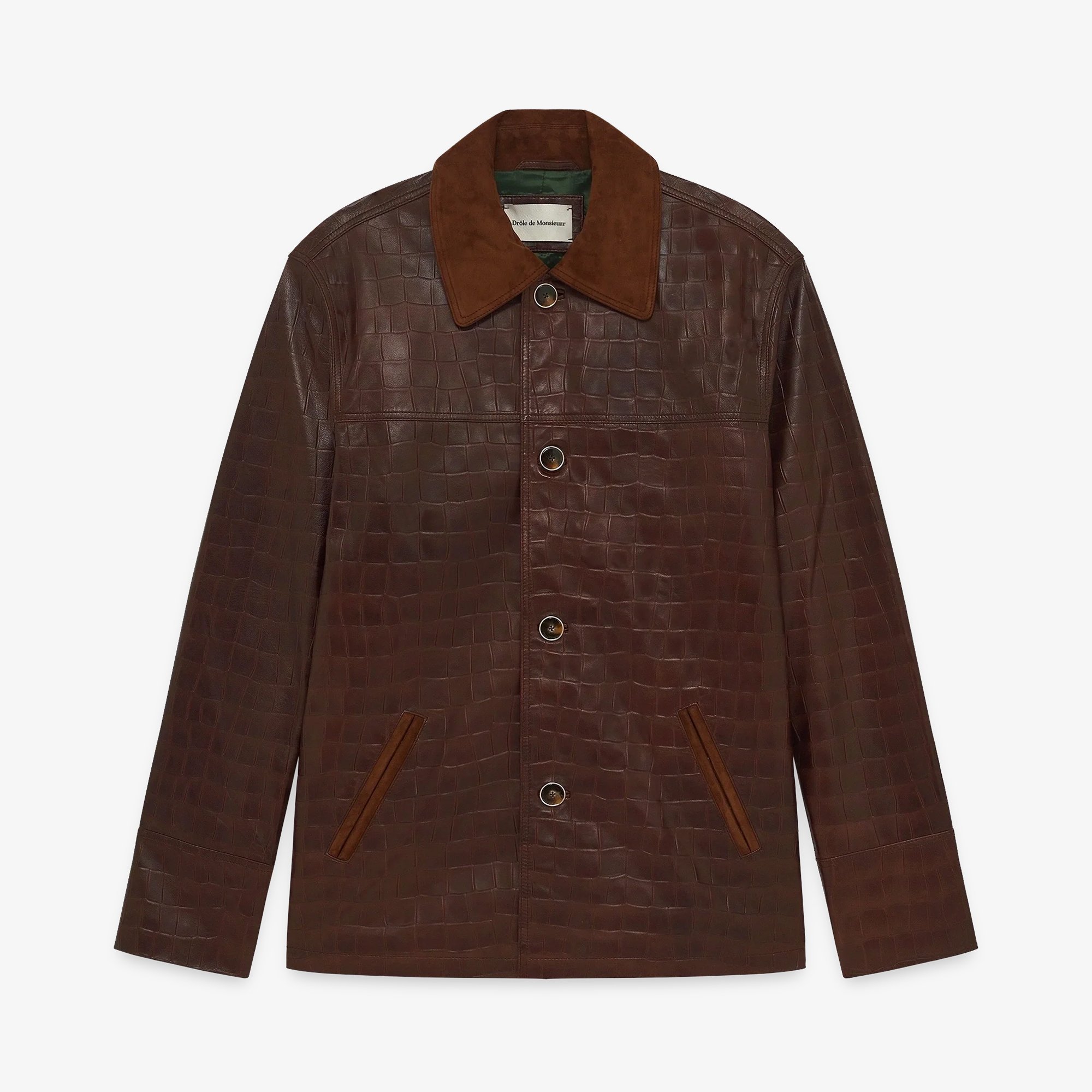 La Veste Cuir Croco 'Brown'