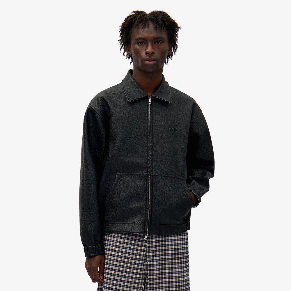 Reversible Plaid Leather Jacket 'Black'