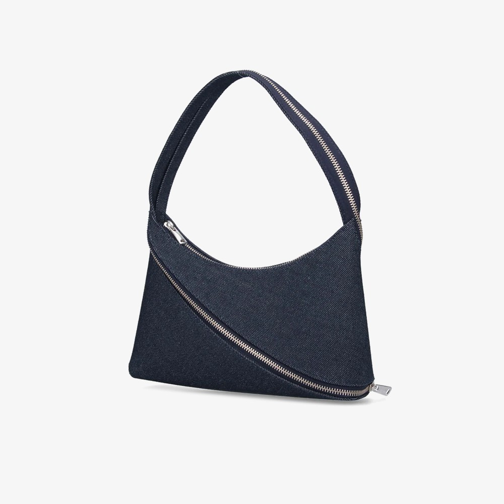 Denim Zip Baguette Bag