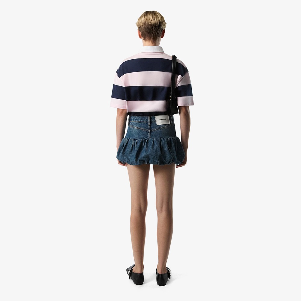 Gathered Hem Denim Mini Skirt 'Vintage Blue'