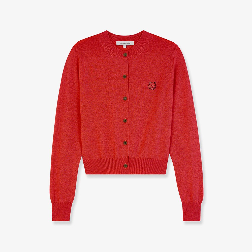 Bold Fox Head Patch Regular Cardigan 'Autumn Red'